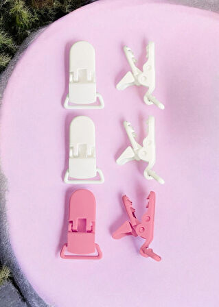 3'lü Pamuk Müslin Bebek Emzik Askısı - 3 Plastik Klips, Kolay Açılır Emzik Tutacağı / Zinciri | 2x25 cm
