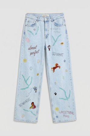 Kadın Ice 3s6-100 Straight Fit Özel Figür Nakışlı Tasarım Denim Jean
