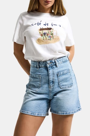 Kadın Snow Kot 4s6-32 Mom Fit Önden Cepli Denim Şort