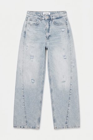 Kadın Kot Renk 12s6-3 Mid Rise Baggy Barrel Fit Denim Jean