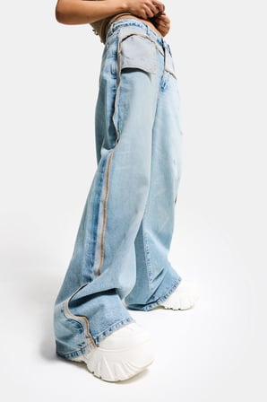 Kadın T.Kot Rengi 12s6-32 Süper Baggy Fit Özel Tasarım Denim Jean