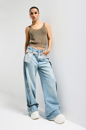 Kadın T.Kot Rengi 12s6-32 Süper Baggy Fit Özel Tasarım Denim Jean