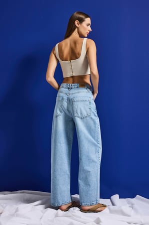 Kadın Ice 4s6-27 Baggy Low Rise Fit Tokyo %100 Koton Denim Jean