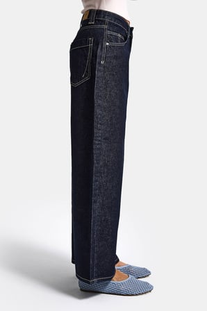 Kadın İndigo Selvedge 7s6-50 Baggy Low Rise Fit Tokyo %100 Koton Denim Jean