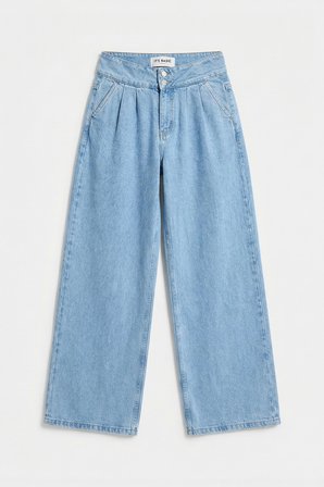 Kadın Mavi 1s6-3 Süper Palazzo Fit Viskon Özel Kumaş Dökümlü Denim Jean