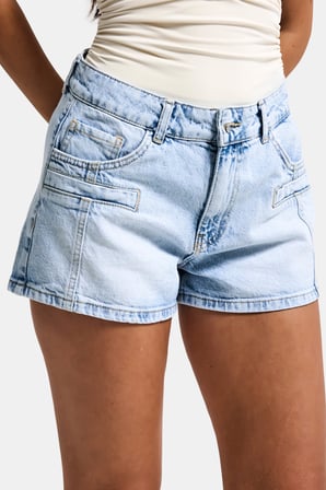 Kadın Ice Renk 4s6-3 Mom Fit Cep Detaylı Komfort Kumaş Denim Şort