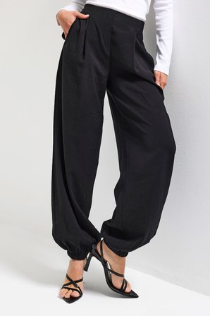 Kadın Siyah s6-1 Baggy Jogger Bol Kesim Pantolon