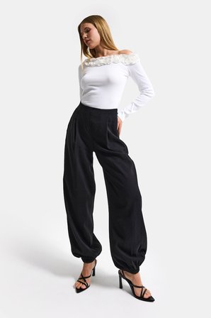 Kadın Siyah s6-1 Baggy Jogger Bol Kesim Pantolon