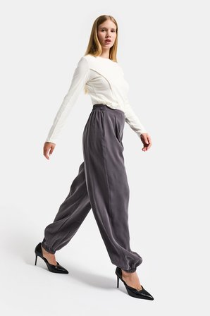 Kadın Antrasit s6-13 Baggy Jogger Bol Kesim Pantolon