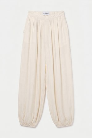 Kadın Kırık Beyaz s6-101 Süper Bol Kesim Baggy Fit Özel Kumaş Tasarım Pantolon