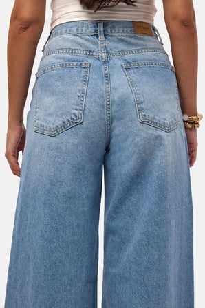 Kadın Kot Rengi 2s6-3 Palazzo Baggy Fit Kemer Detaylı Tasarım Denim Jean
