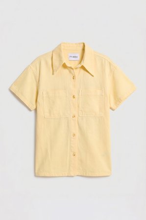Kadın Sarı 6s6-108 Oversize %100 Koton Pamuk Denim Gömlek