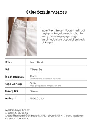 Kadın Kırık Beyaz 7s6-101 Mom Relax Denim Şort