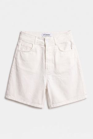 Kadın Kırık Beyaz 7s6-101 Mom Relax Denim Şort