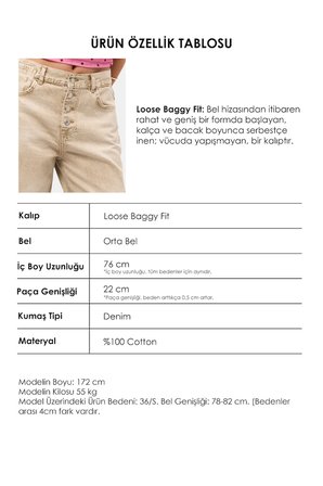 Kadın Kahve 12s6-76 Loose Baggy Fit Denim Jean