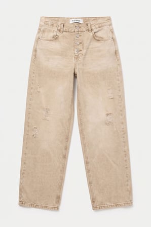 Kadın Kahve 12s6-76 Loose Baggy Fit Denim Jean