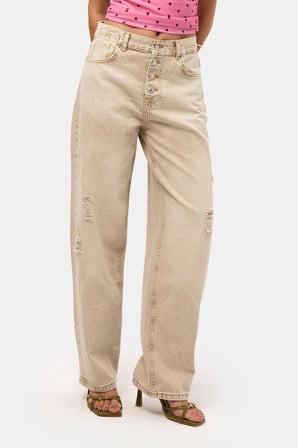 Kadın Kahve 12s6-76 Loose Baggy Fit Denim Jean