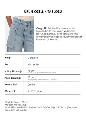 Kadın Kot Rengi 4s6-3 Relax Kargo Fit Denim Jean