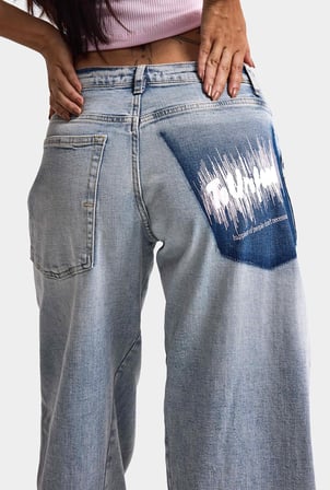 Kadın Kot Rengi 4s6-89 Low Relaxed Fit Esnek Kumaş Tasarım Denim Jean