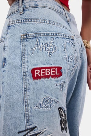 Kadın Kot Rengi 12s6-3 Tasarım Baggy Bermuda Denim Şort