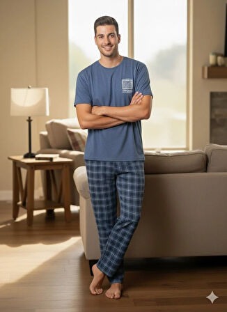 ERKEK KISA KOL YAZLIK PİJAMA TAKIM