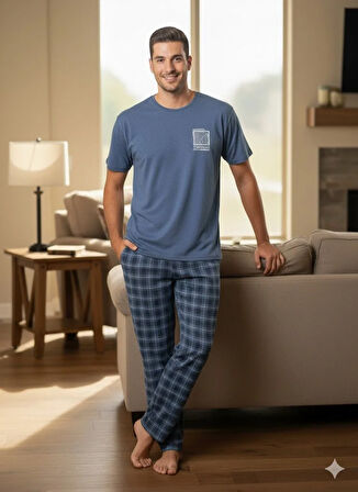 ERKEK KISA KOL YAZLIK PİJAMA TAKIM