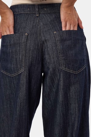 Kadın İndigo Selvedge 7s6-50 Balon Jogger Fit Denim Jean