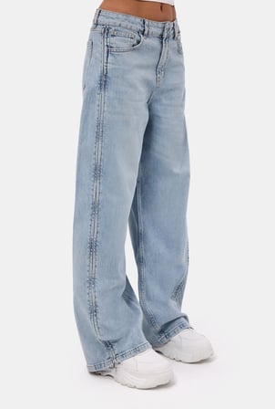 Kadın Kot Rengi 4s6-3 Low Rise Barrel Fit Özel Tasarım Denim Jean
