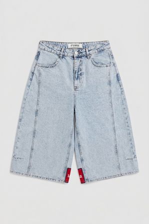 Kadın Ice 3s6-3 Mega Baggy Fit Paça ve Cep Detaylı Özel Tasarım Denim Şort