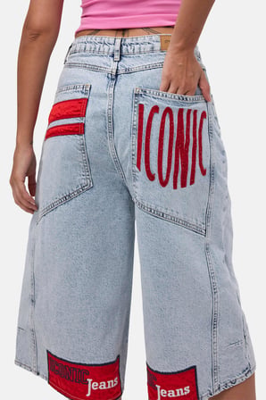 Kadın Ice 3s6-3 Mega Baggy Fit Paça ve Cep Detaylı Özel Tasarım Denim Şort