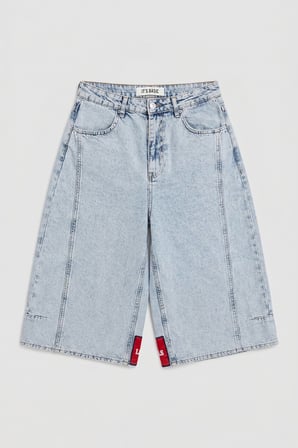 Kadın Ice 3s6-3 Mega Baggy Fit Paça ve Cep Detaylı Özel Tasarım Denim Şort