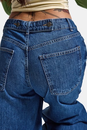 Kadın Mavi 2w6-5 Jogger Ballon Fit Kemer Detaylı Tasarım Denim Jean