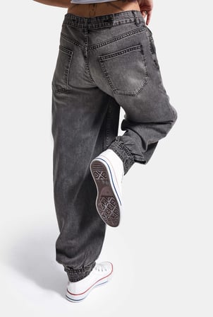 Kadın 4w6-14 Ballon Fit Paça Düğmeli Bol Kesim Denim Jean