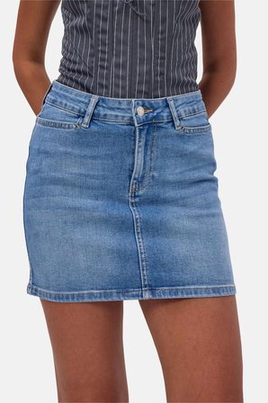 Kadın Mavi 2s6-4 Straight Mini Esnek Kumaş Denim Etek