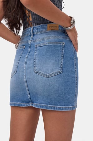 Kadın Mavi 2s6-4 Straight Mini Esnek Kumaş Denim Etek