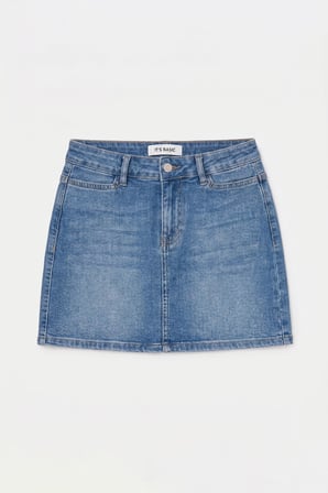 Kadın Mavi 2s6-4 Straight Mini Esnek Kumaş Denim Etek