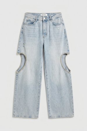 Kadın Ice T-12s6-3 Süper Baggy Fit Kalp Detaylı Tasarım Denim Jean
