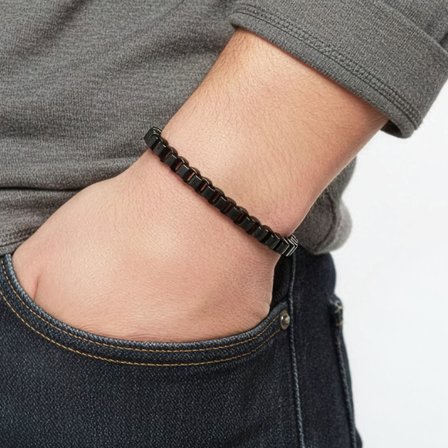 💎 Premium Arnavut Çelik Zincir Bileklik 6mm Köşeli 3183CZB2D5 - 20 cm - Altın Renk
