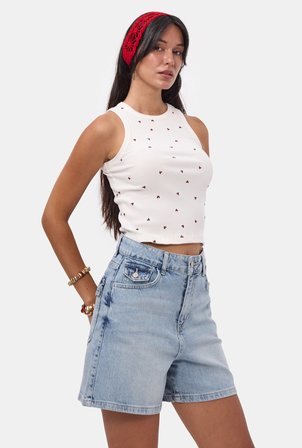 Kadın Ice 4s6-3 Relax Fit Midi Boy Esnek Kumaş Denim Şort
