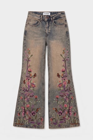 Kadın T.Kot Rengi 4w6-85 Flare Fit Nakış Tasarım Denim Jean