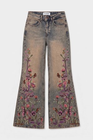 Kadın T.Kot Rengi 4w6-85 Flare Fit Nakış Tasarım Denim Jean