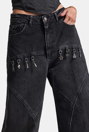 Kadın 2w6-1 Barrel Fit Aksesuar Detaylı Özel Tasarım Denim Jean