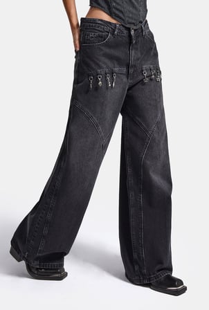 Kadın 2w6-1 Barrel Fit Aksesuar Detaylı Özel Tasarım Denim Jean