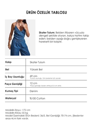 Kadın Mavi 1s6-4 Özel Tasarım Bol Kesim Askılı Slopet Tulum