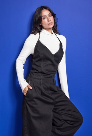 Kadın 1w6-1 Boyundan Askılı %100 Koton Denim Tulum