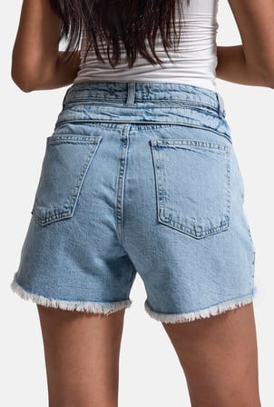 Kadın Kot Rengi 11s6-3 Relax Mom Kemer Detaylı Tasarım Denim Şort