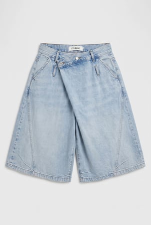 Kadın Kot Rengi 4s6-3 Süper Baggy Fit Maxi Bermuda Tasarım Denim Jort