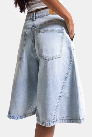Kadın Kot Rengi 4s6-3 Süper Baggy Fit Maxi Bermuda Tasarım Denim Jort