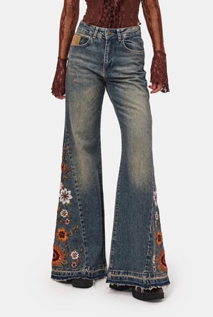Kadın Tint 4w6-8 Flare Fit Komfort Kumaş Nakış Tasarım Denim Jean