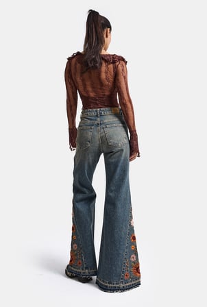 Kadın Tint 4w6-8 Flare Fit Komfort Kumaş Nakış Tasarım Denim Jean